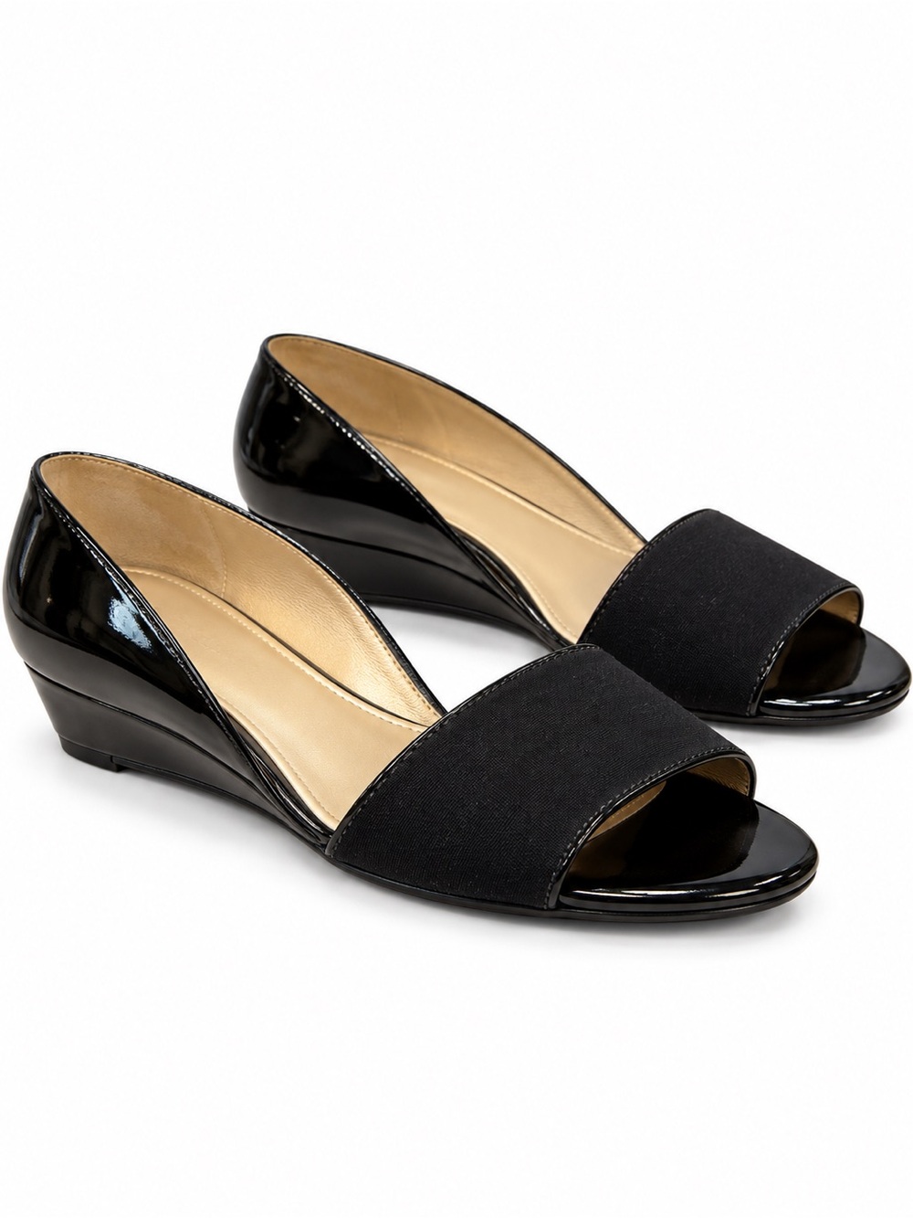 Bandolino Black Peep Toe Low Wedge Mule Slides Size 8